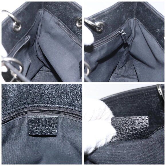 GUCCI GG Canvas Tote Bag Black Silver 120840 Auth - Picture 15 of 16